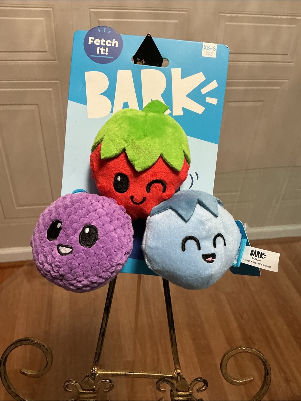 Bark Box Wild Berry Bunch Best Of Bark Plush Fetch 3 Piece S-M Dog Toy NWT